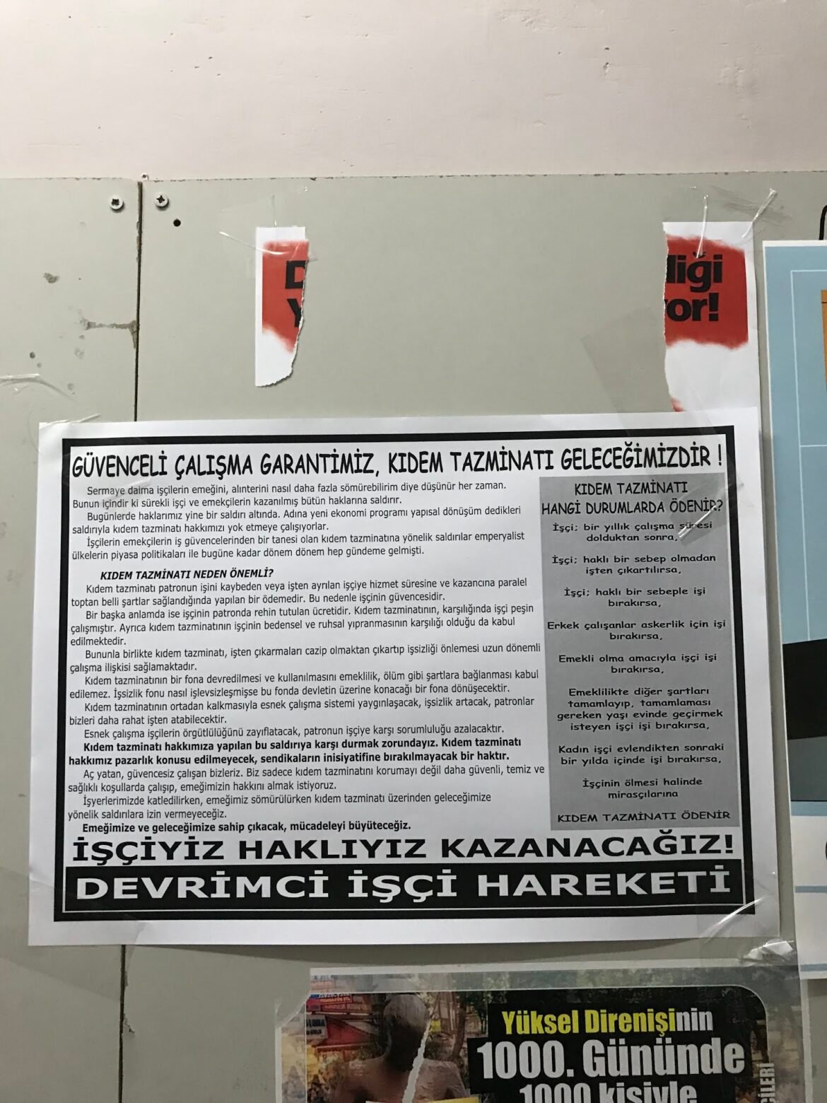 Ankara Devrimci İşçi Hareketi’nden Kıdem Tazminatı Hakkında İlişkin Duvar Gazetesi Çalışması - Image 1
