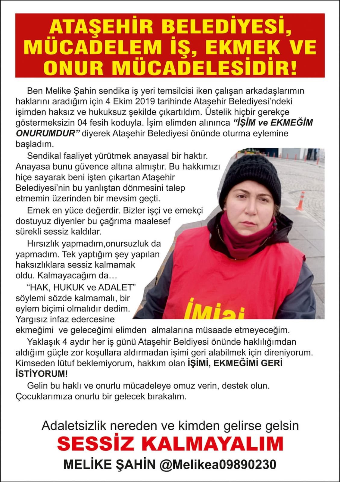 Melike Şahin 135 Gündür CHP’li Ataşehir Belediyesi’nden İşini İstemeye Devam Ediyor - Image 1