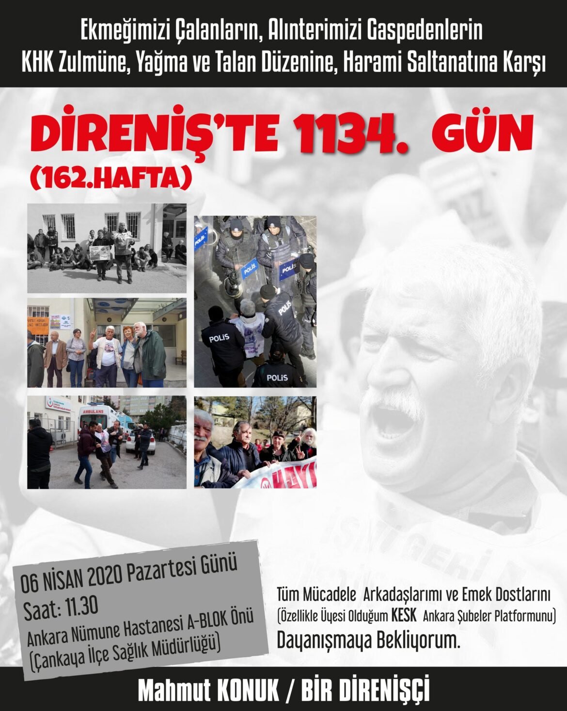 Mahmut Konuk Direnişin 1134. Gününde Çankaya Sağlık Müdürlüğüne Önüne Çağırıyor - Image 1