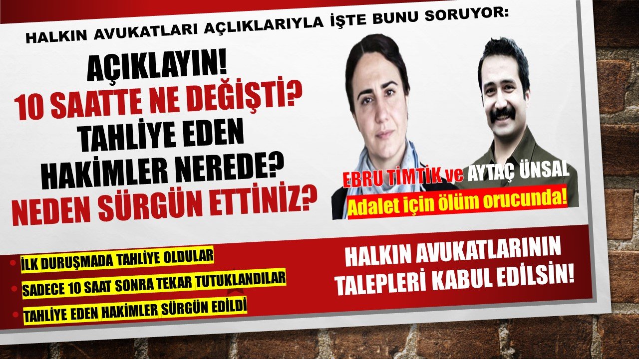 Halkın Avukatı Ebru Timtik Ölüm Orucu Direnişinin 141., Aytaç Ünsal 110. Gününde - Image 1 Halkın Avukatı Ebru Timtik Ölüm Orucu Direnişinin 141., Aytaç Ünsal 110. Gününde - Image 1