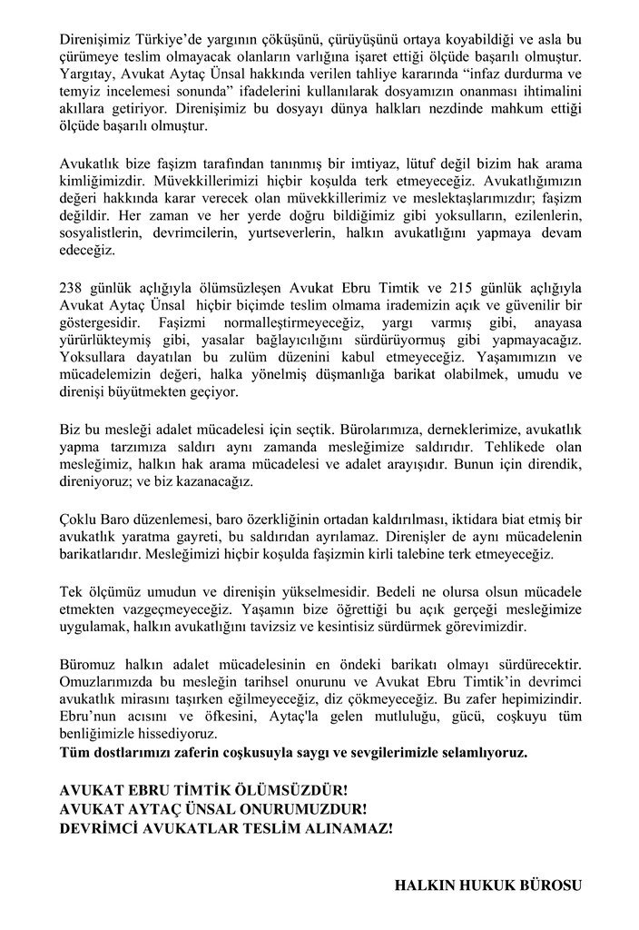 Halkın Hukuk Bürosu: Ölüm orucu, yaşam ormanının “Yangın Alarmı”dır. - Image 3 Halkın Hukuk Bürosu: Ölüm orucu, yaşam ormanının “Yangın Alarmı”dır. - Image 3