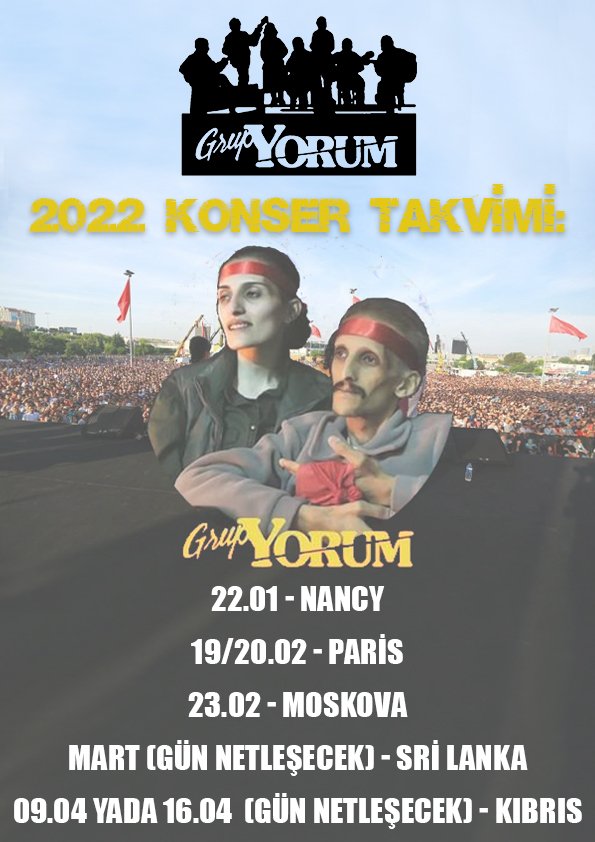 Grup Yorum’un Ocak ve Şubat Aylarının Konser Tarihleri - Image 1