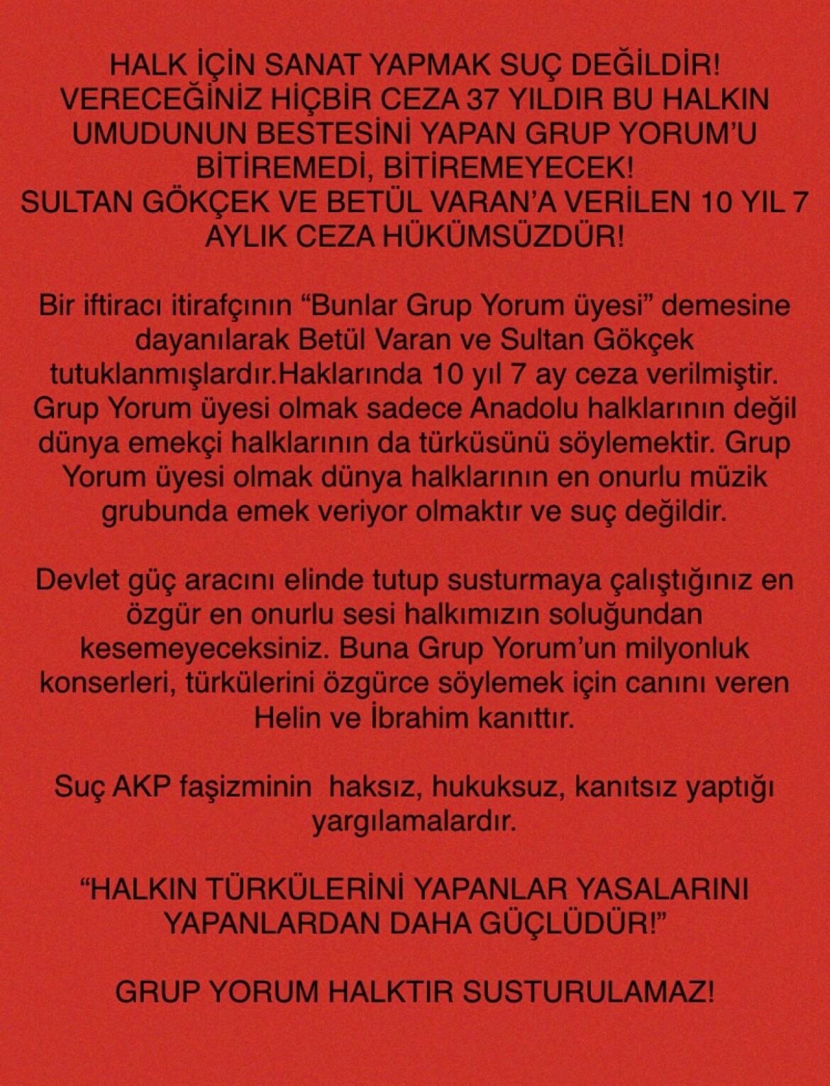 TAYAD’lı Aileler Grup Yorum ile İlgili Açıklama Yaptılar - Image 1