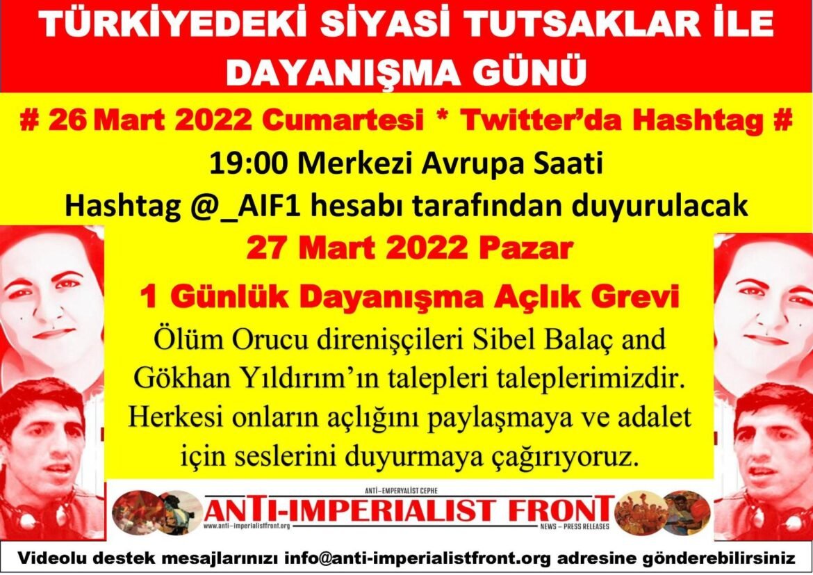 Anti Emperyalist Cephe: 27 Mart’ta Ölüm Orucu Destek Açlık Grevine Çağrı - Image 1