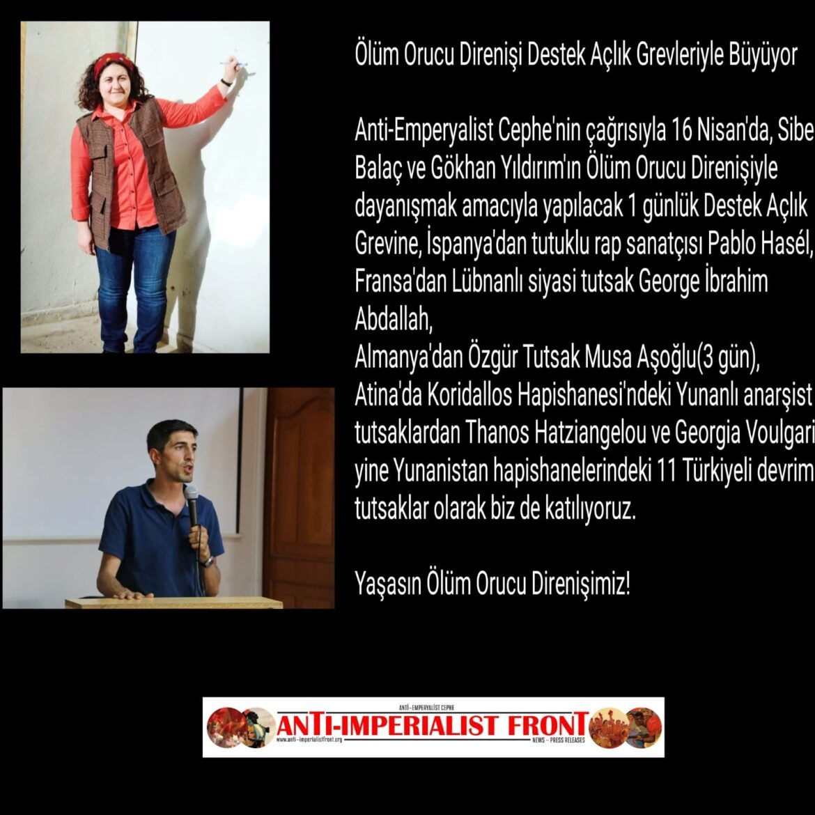 Dünyadan Siyasi Tutsaklar 16 Nisanda Gökhan Yıldırım ve Sibel Balaç için Açlık Grevi Yapacak - Image 1