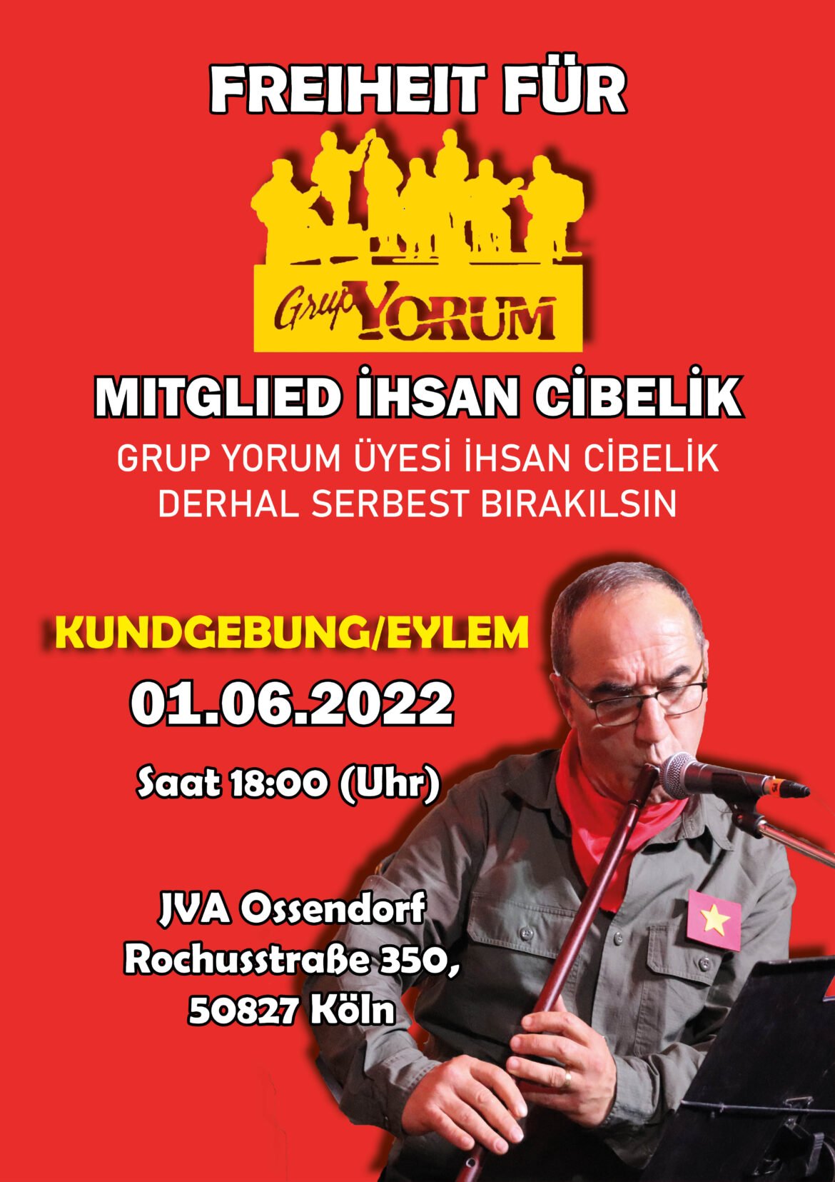 Eyleme Çağrı: 1 Haziran’da İhsan Cibelik İçin Ossendorf Hapishanesi Önündeyiz - Image 1