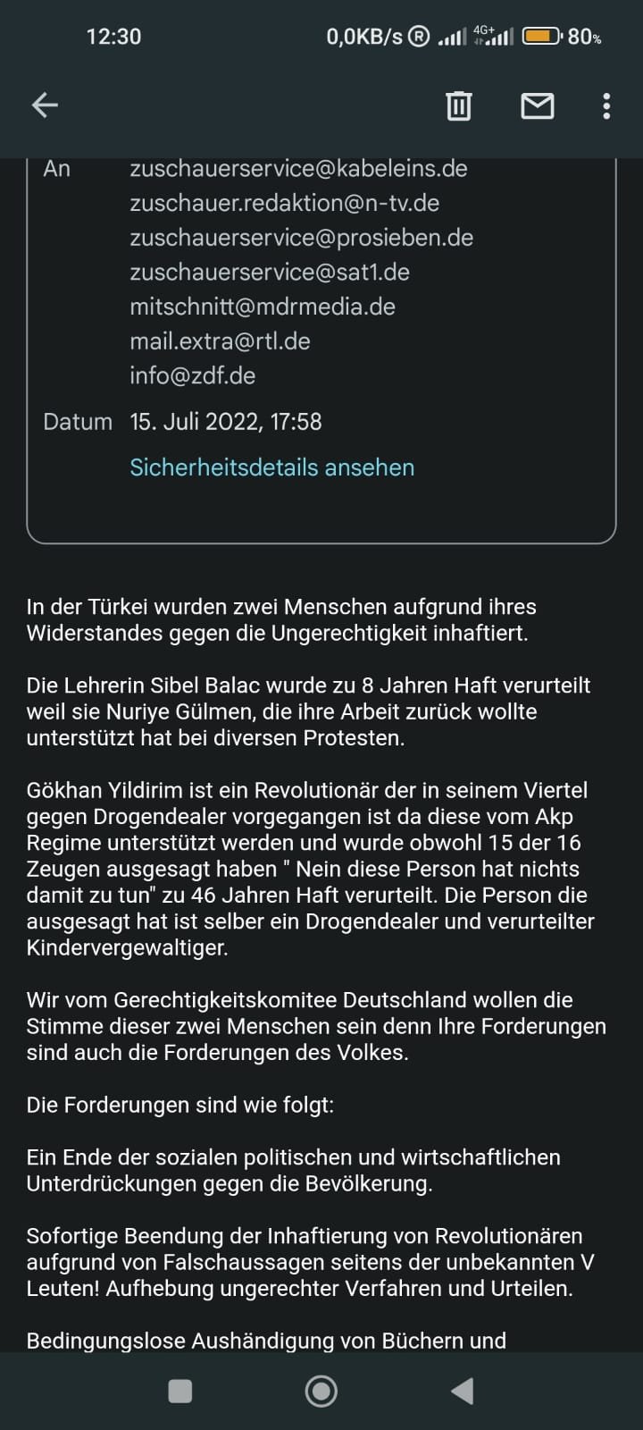 Alman Basınına Sibel ve Gökhan’ın Direnişi Mail Olarak Gönderildi - Image 1