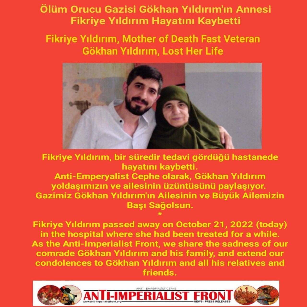 Anti Emperyalist Cephe’den Annesi Vefat Eden Gökhan Yıldırım’a Taziye Mesajı - Image 1