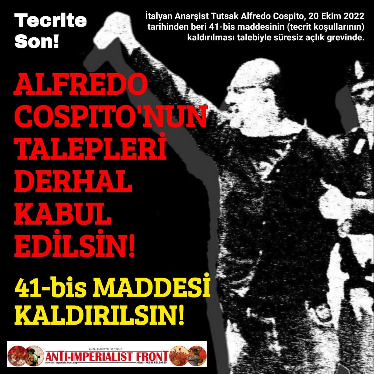Avusturya Halk Cephesi İtalyan Anarşist Tutsak Alfredo Cospito İçin Bir Günlük Destek Açlık Grevi Yaptı - Image 2 Avusturya Halk Cephesi İtalyan Anarşist Tutsak Alfredo Cospito İçin Bir Günlük Destek Açlık Grevi Yaptı - Image 2