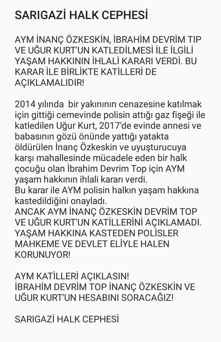 Sarıgazi Halk Cephesi: AYM Katilleri Açıklasın - Image 1
