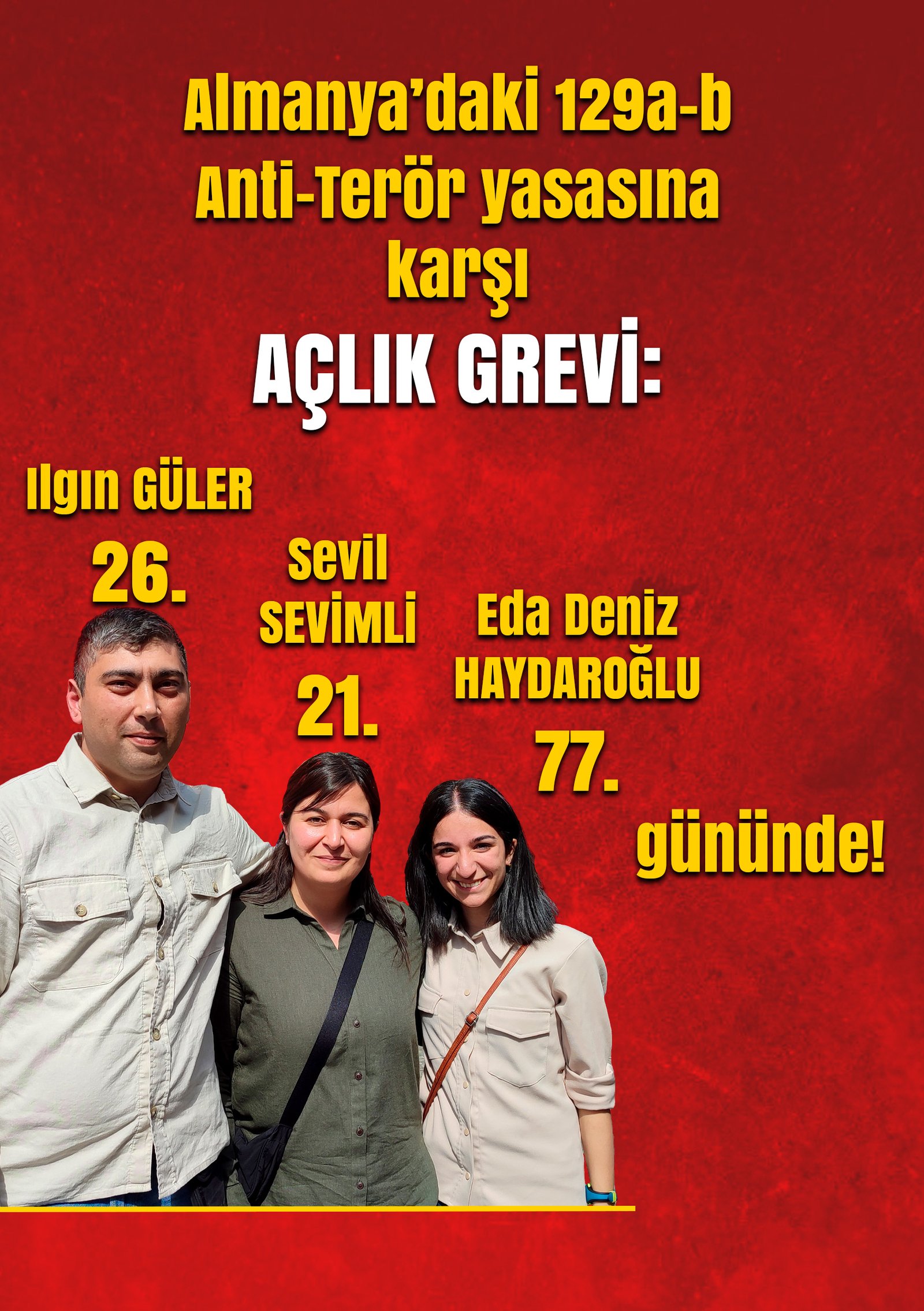 Eda Deniz Haydaroğlu 77, Ilgın Güler 26 Ve Sevil Sevimli 21 Gündür, Almanya’daki 129a/B Yasalarına Karşı Ve Devrimci Tutsakların Özgürlüğü İçin Süresiz Açlık Grevindeler - Image 1