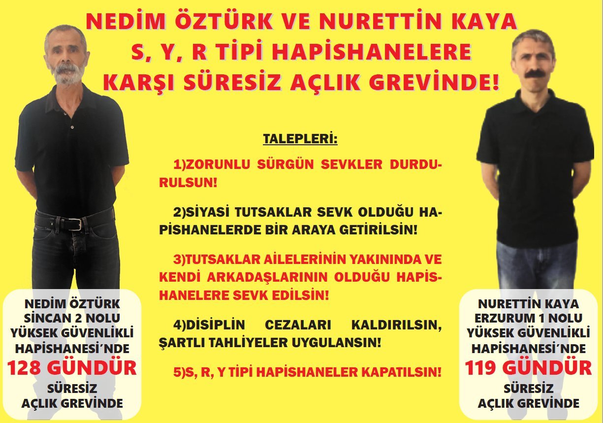 Özgür Tutsaklar Nedim Öztürk 128 Gün, Nurettin Kaya 119 Gündür Süresiz Açlık Grevi Direnişinde - Image 1
