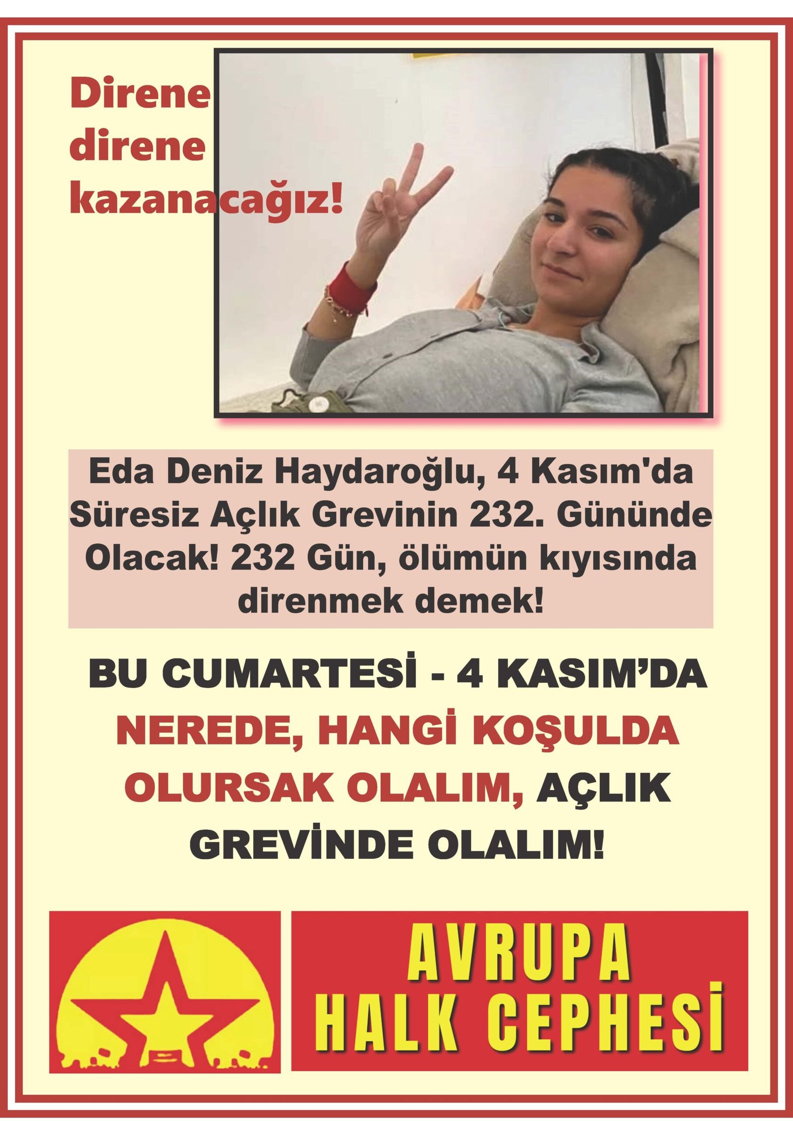 Avrupa Halk Cephesi: Tüm Halk Cepheliler! Cumartesi Günü Her Yerde Açlık Grevinde Olalım! - Image 1