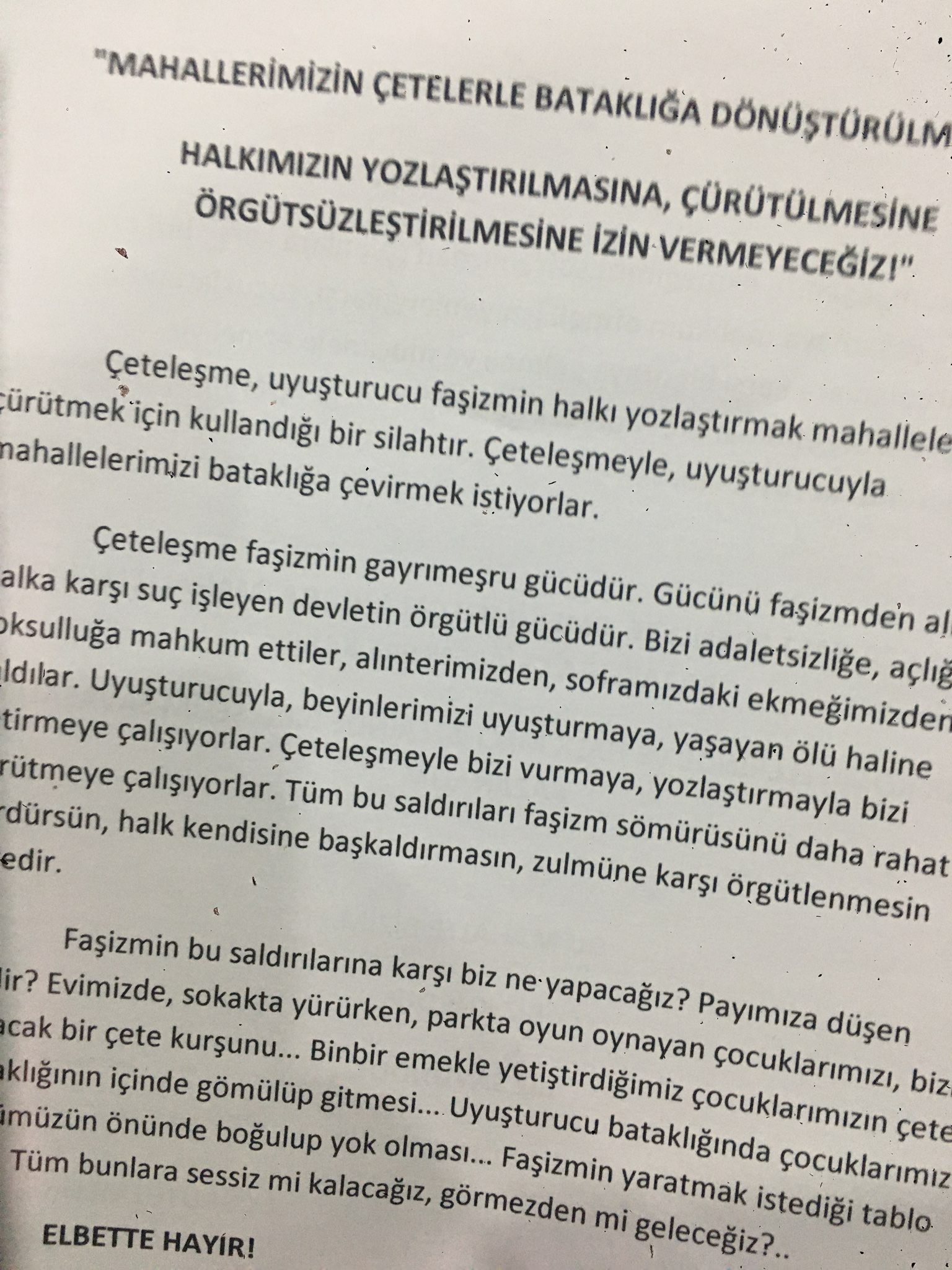 Okmeydanı’nda Bildiri Dağıtımı Yapıldı Yozlaştırmaya İzin Çeteleşmeye Geçit Yok - Image 1