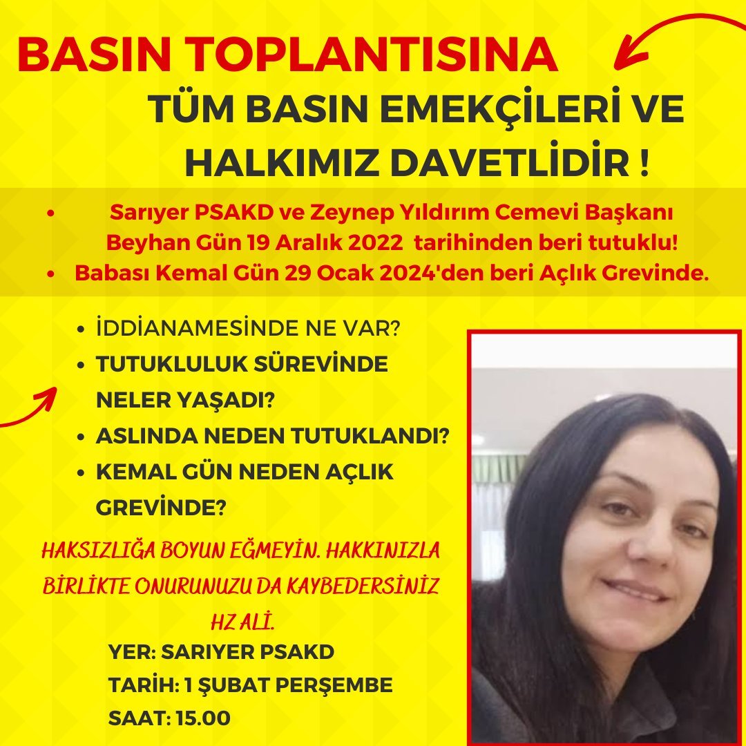 PSAKD Sarıyer Şubesi Beyhan Gün İçin Düzenlenecek Basın Açıklamasına Davet - Image 1