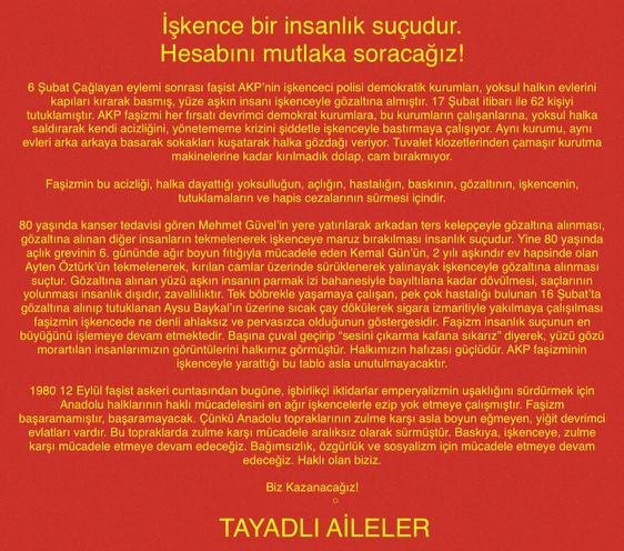 TAYAD: İşkence Bir İnsanlık Suçudur - Image 1
