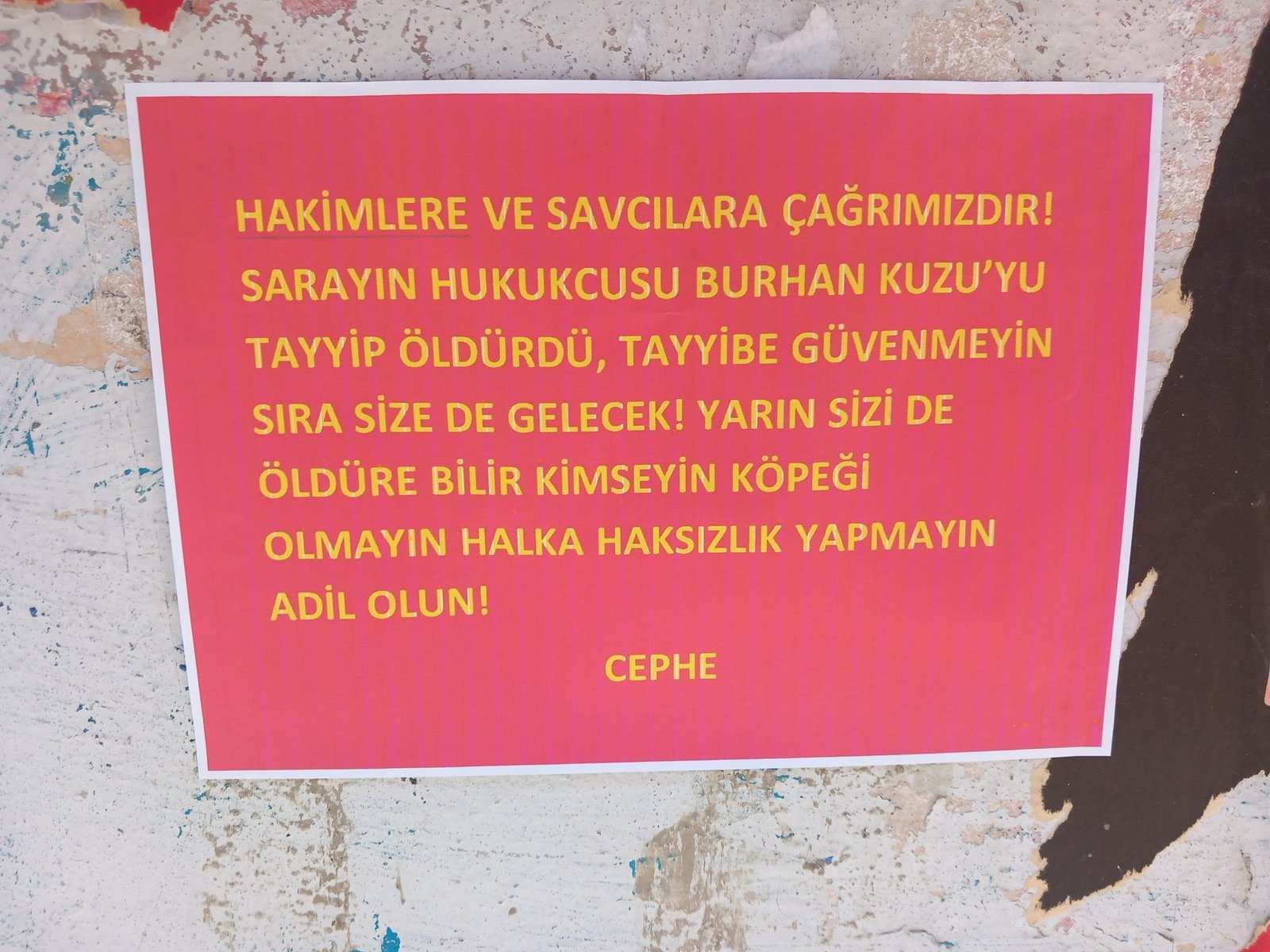 Mahalle Duvarlarında Faşizmin Hâkim ve Savcılarına Uyarı - Image 1