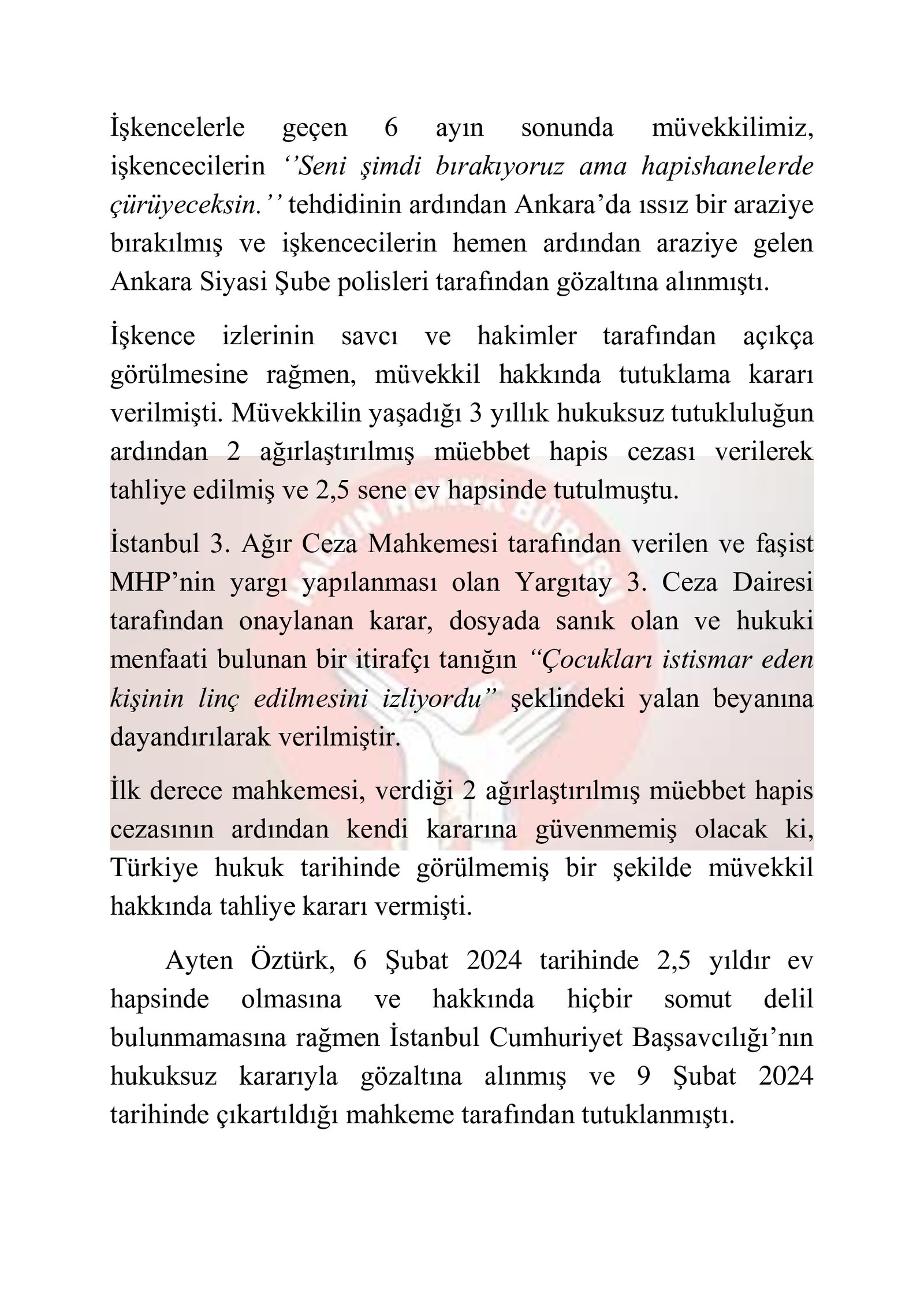 HHB: Ayten Öztürk Hakkında Verilen Onama Kararı Bozulsun - Image 2 HHB: Ayten Öztürk Hakkında Verilen Onama Kararı Bozulsun - Image 2