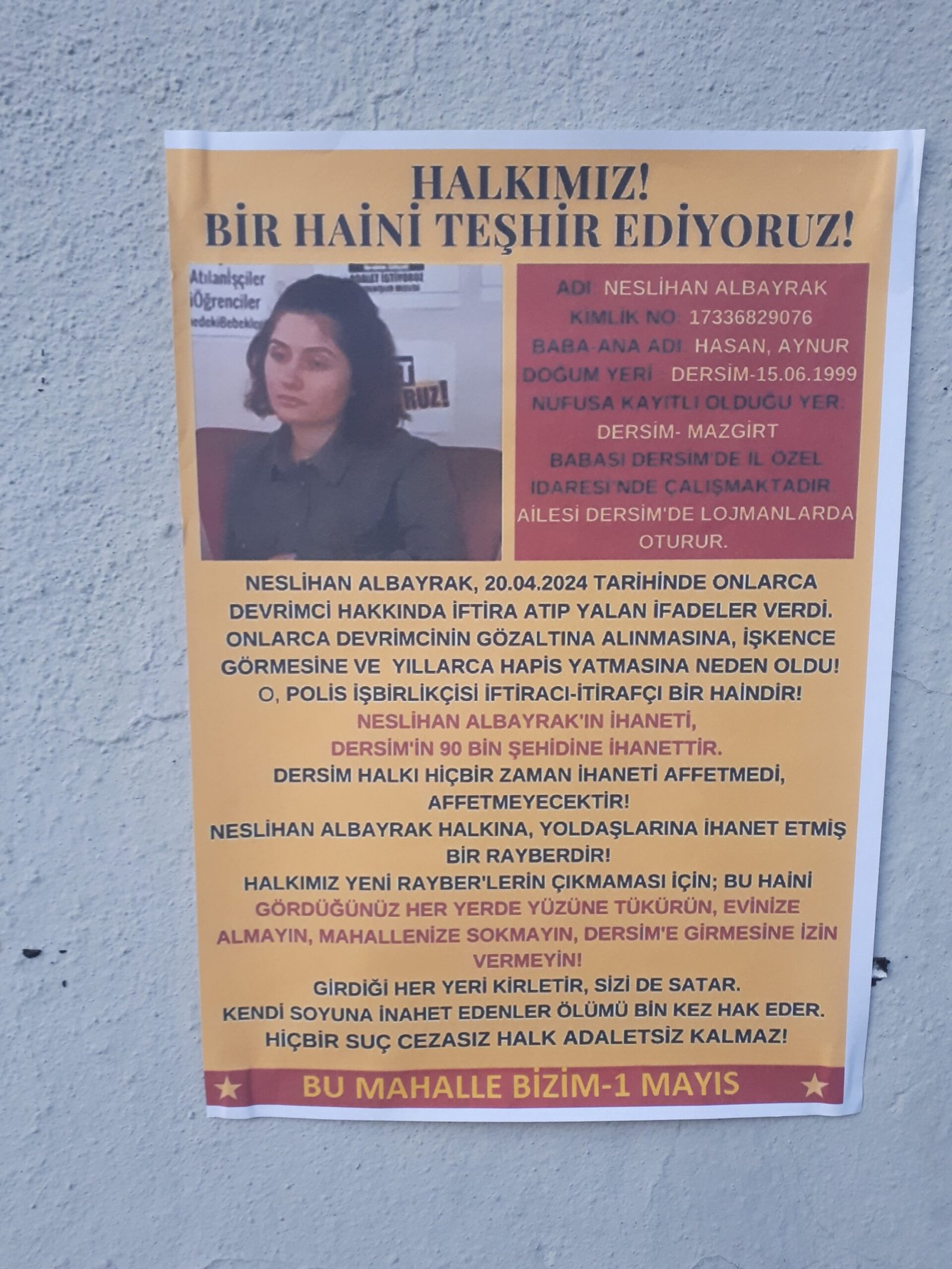 Bir Mayıs Mahallesinde İşbirlikçi Neslihan Albayrak’ ı Halka Teşhir Edildi - Image 1
