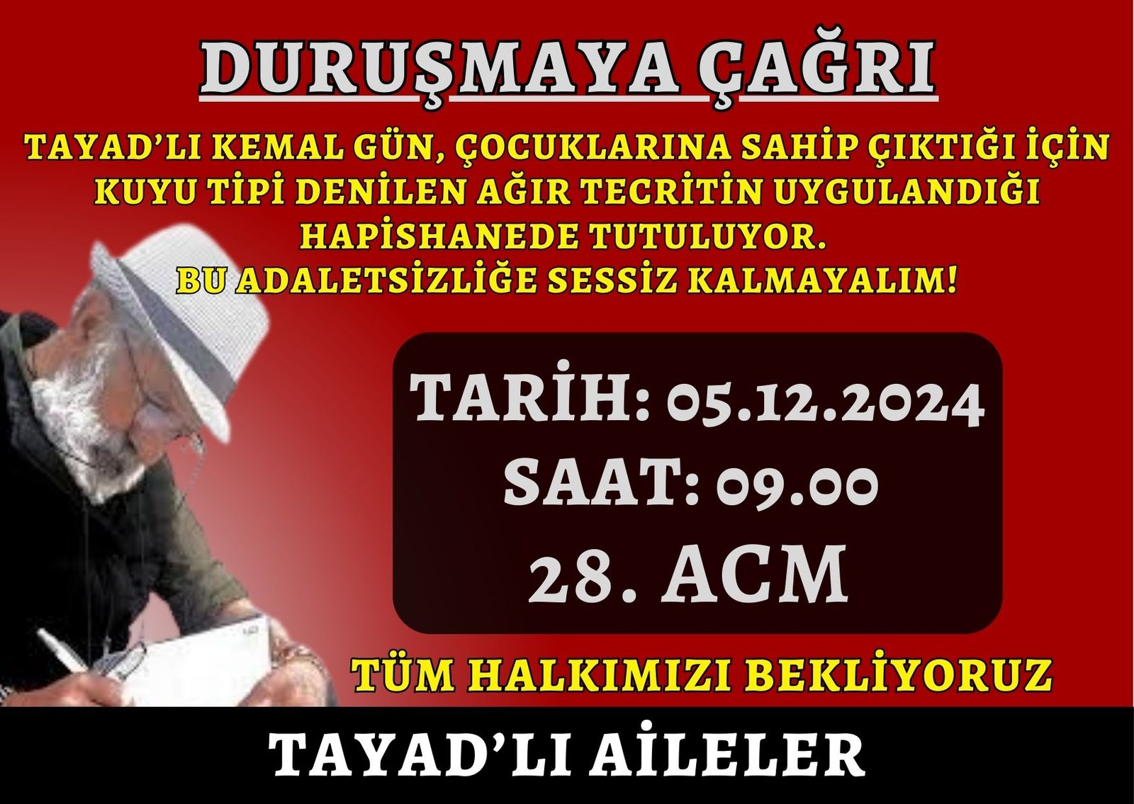 TAYAD: TAYAD’lı Kemal Gün’ün Duruşmasına Çağrı - Image 1