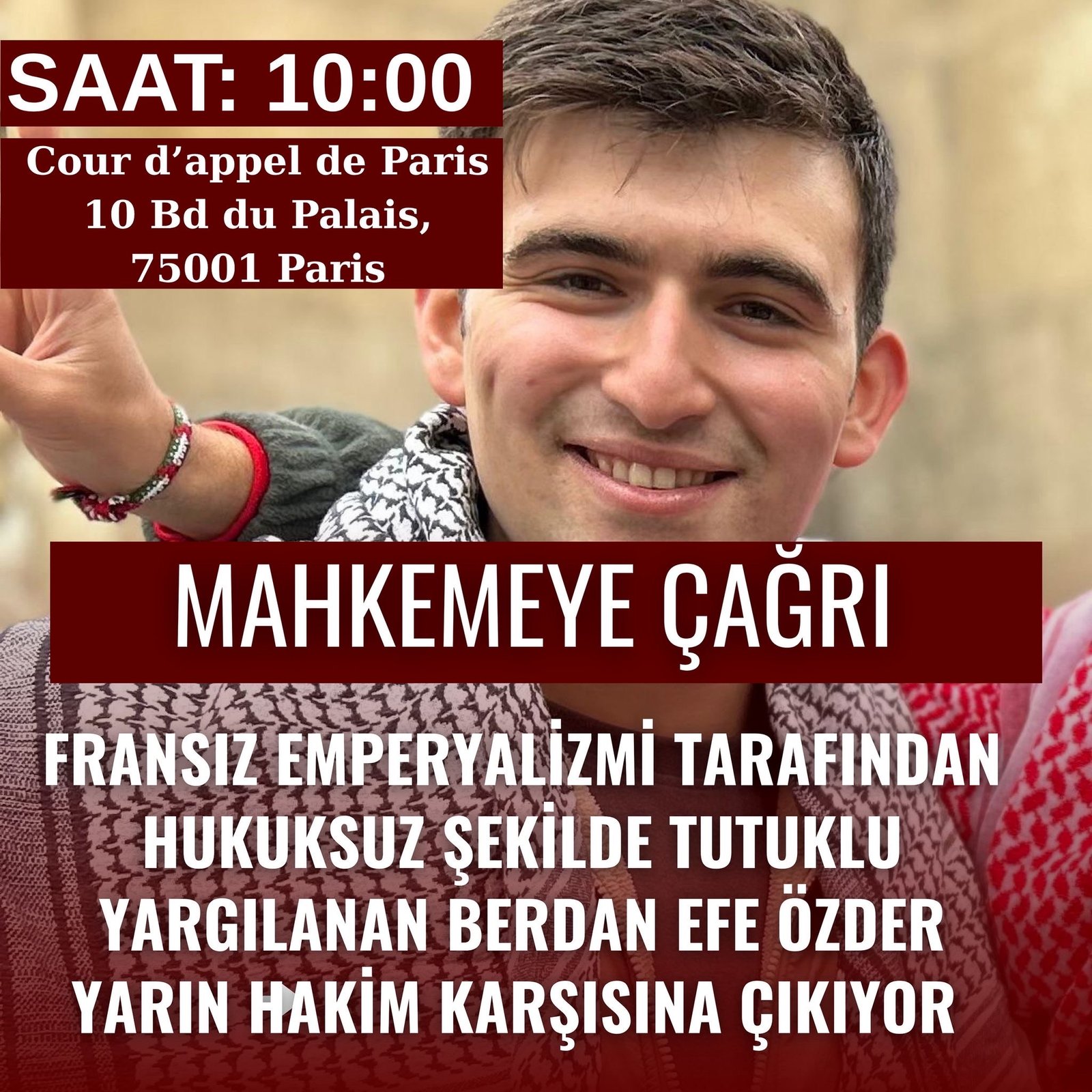 Fransız Emperyalizmi Avrupa Dev-Genç’i Teslim Alamaz. Berdan Efe Özder Derhal Serbest Bırakılsın! - Image 1