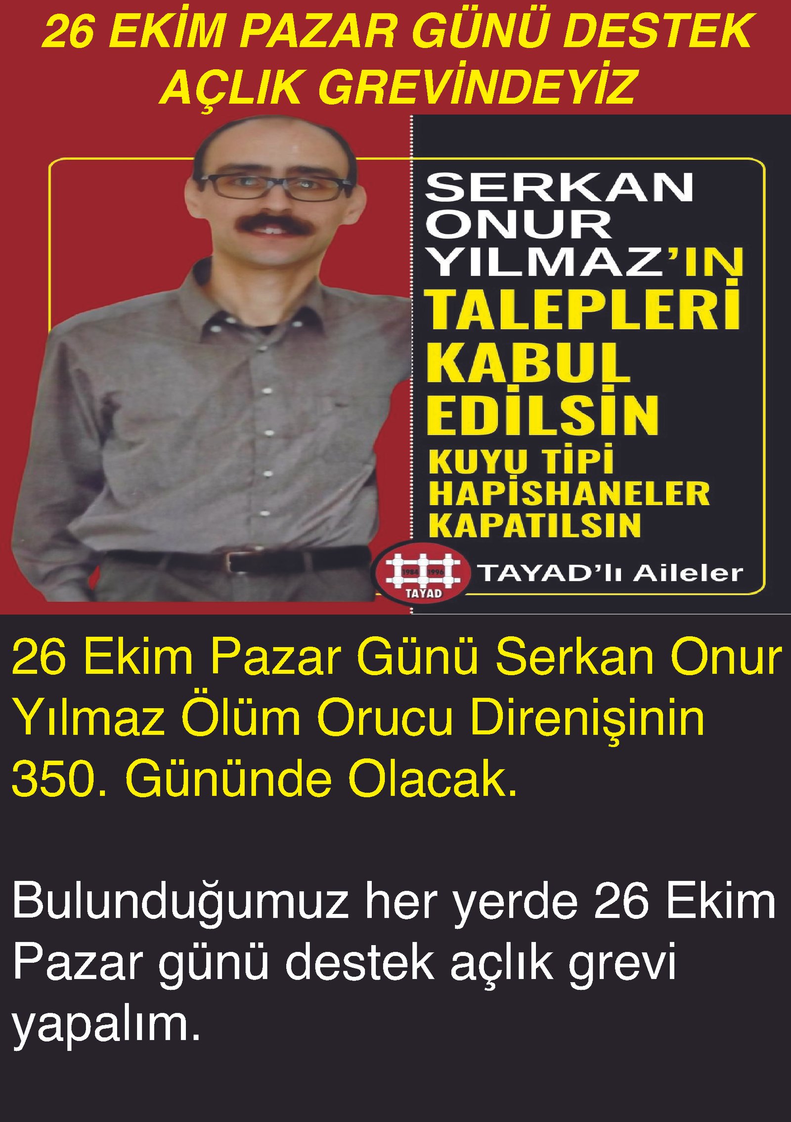 İsviçre Halk Cephesi: Serkan Onur Yılmaz’ın Talepleri Kabul Edilsin, 26 Ekim Pazar Günü Açlık Grevindeyiz - Image 1