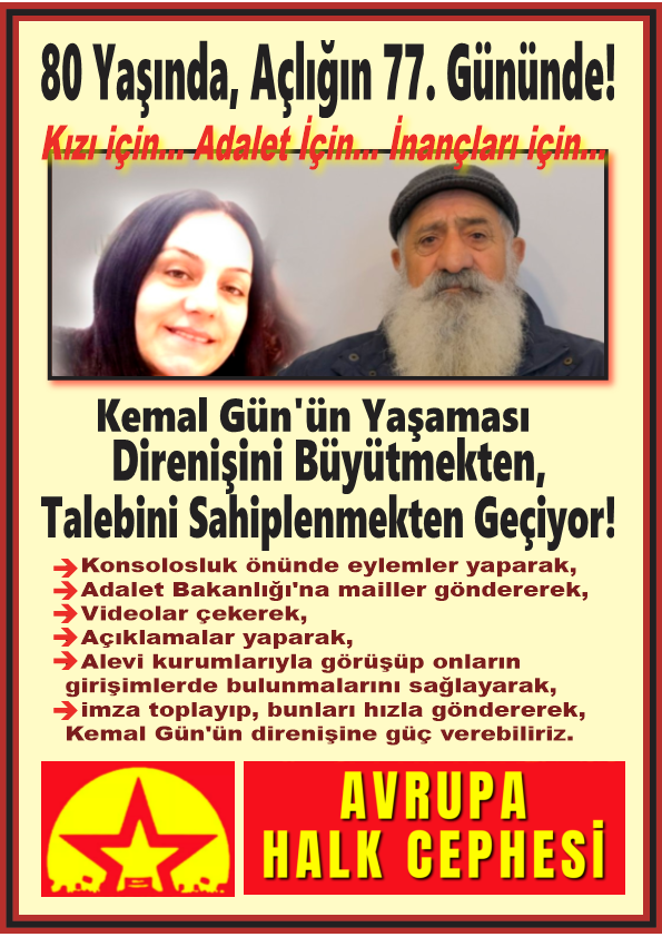 Avrupa Halk Cephesi: Kemal Gün 80 Yaşında, Açlığın 77. Gününde - Image 1