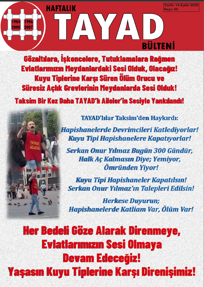 Haftalık TAYAD Bülteni Sayı:49 Yayınlandı - Image 1