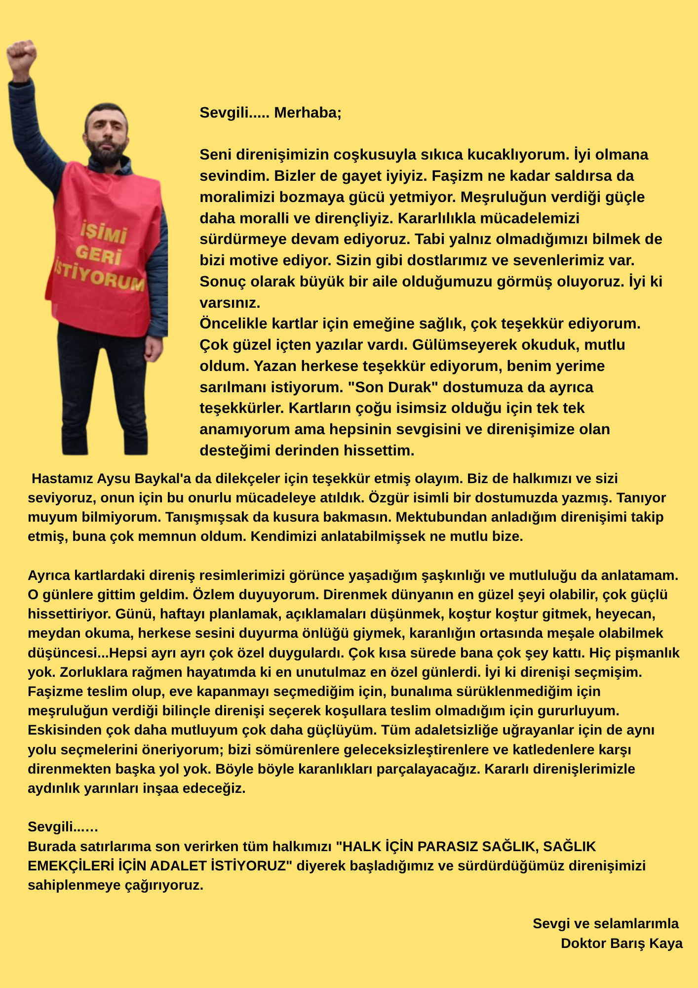 Doktor Barış Kaya’nın Mektubunu Yayınlıyoruz - Image 1