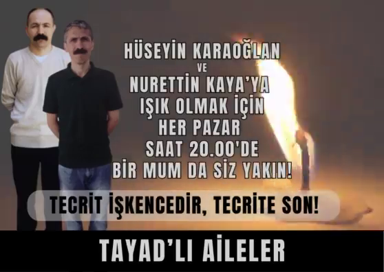 TAYAD: Tüm Halkımızı Hüseyin ve Nurettin’e Işık Olmaya Mum Yakmaya Çağırıyoruz - Image 1