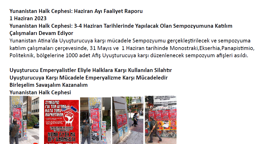 Yunanistan Halk Cephesi: Haziran Ayı Faaliyet Raporu - Image 1